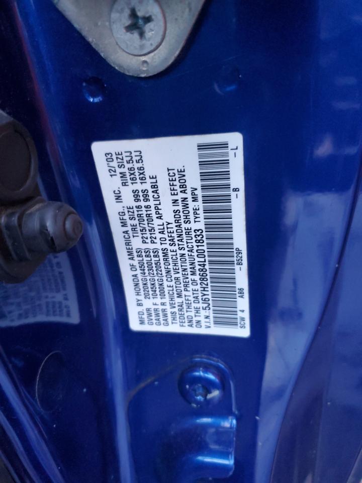 2004 Honda Element Ex VIN: 5J6YH28684L001833 Lot: 91814415