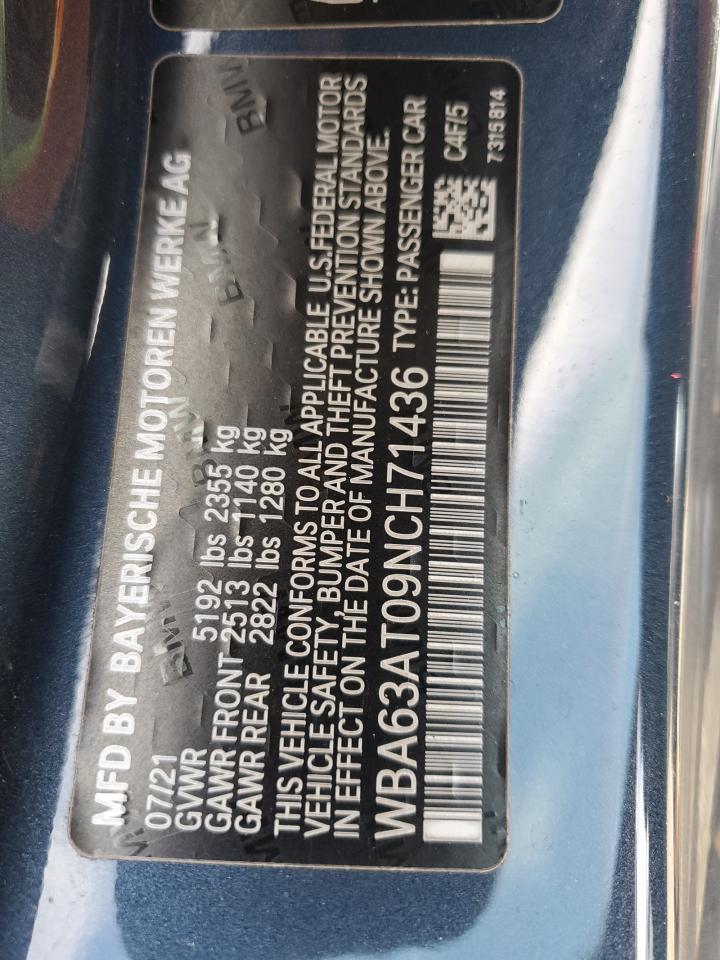 2022 BMW M440Xi VIN: WBA63AT09NCH71436 Lot: 93068745