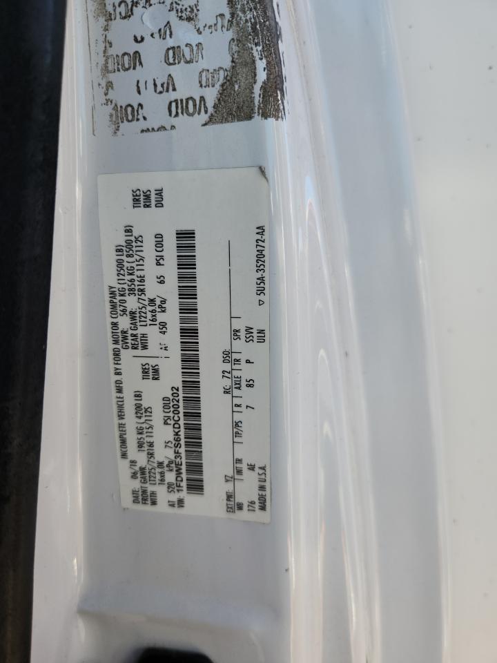 2019 Ford Econoline E350 Super Duty Cutaway Van VIN: 1FDWE3FS6KDC00202 Lot: 91055455