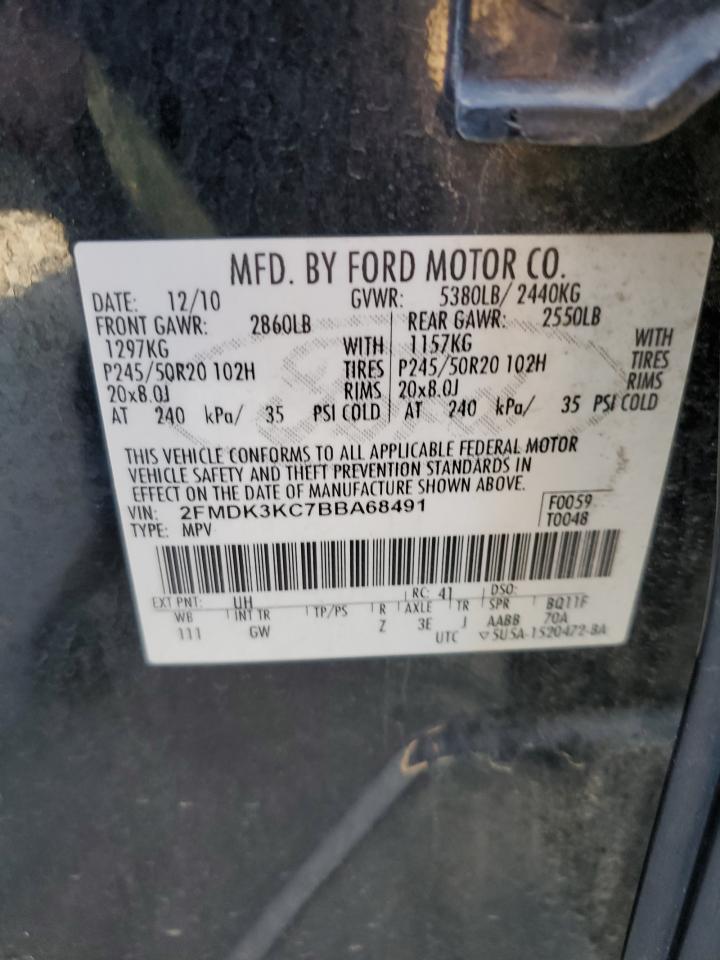 2011 Ford Edge Limited VIN: 2FMDK3KC7BBA68491 Lot: 92679685