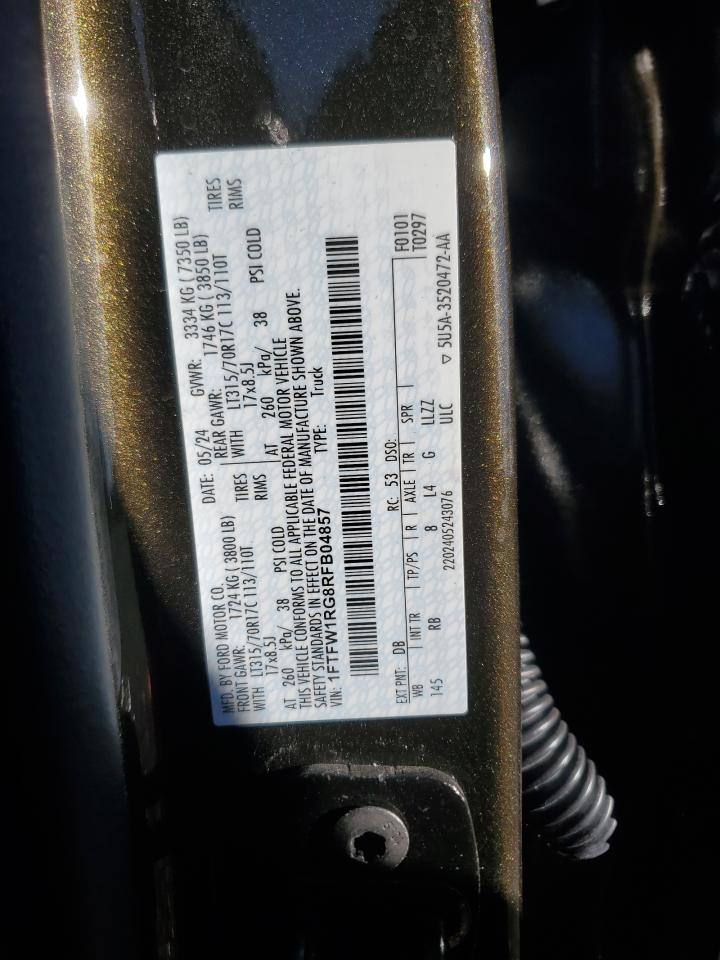 2024 Ford F150 Raptor VIN: 1FTFW1RG8RFB04857 Lot: 91383585