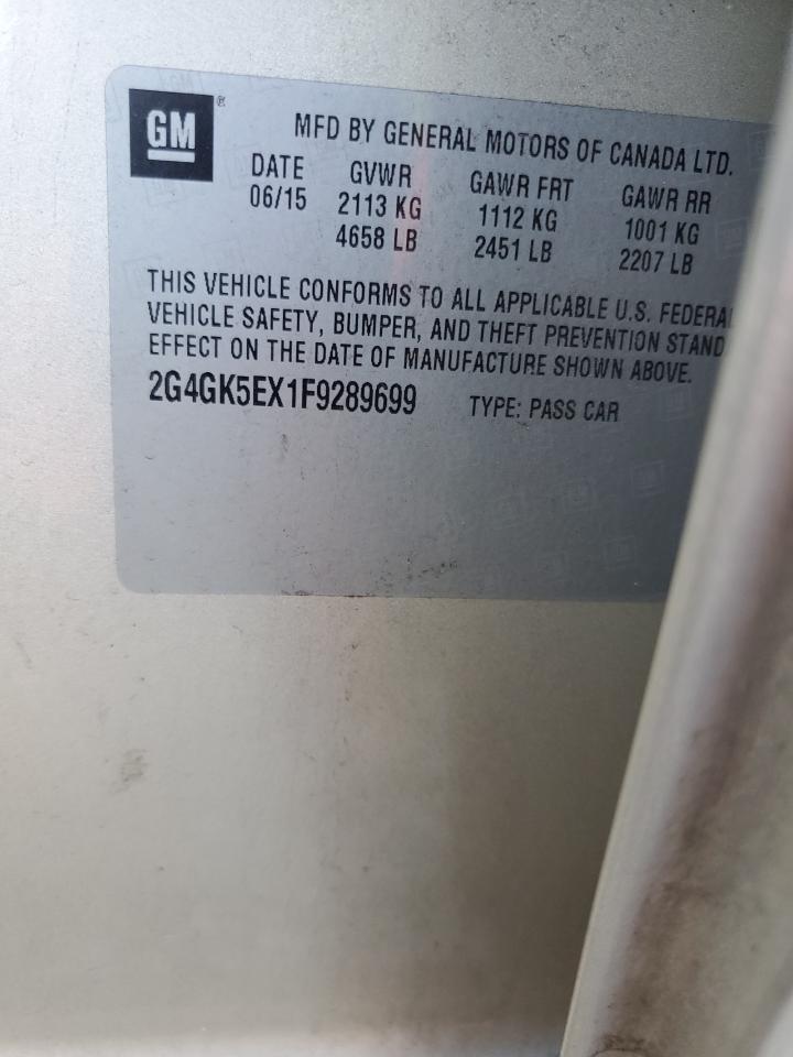 2015 Buick Regal VIN: 2G4GK5EX1F9289699 Lot: 91234095