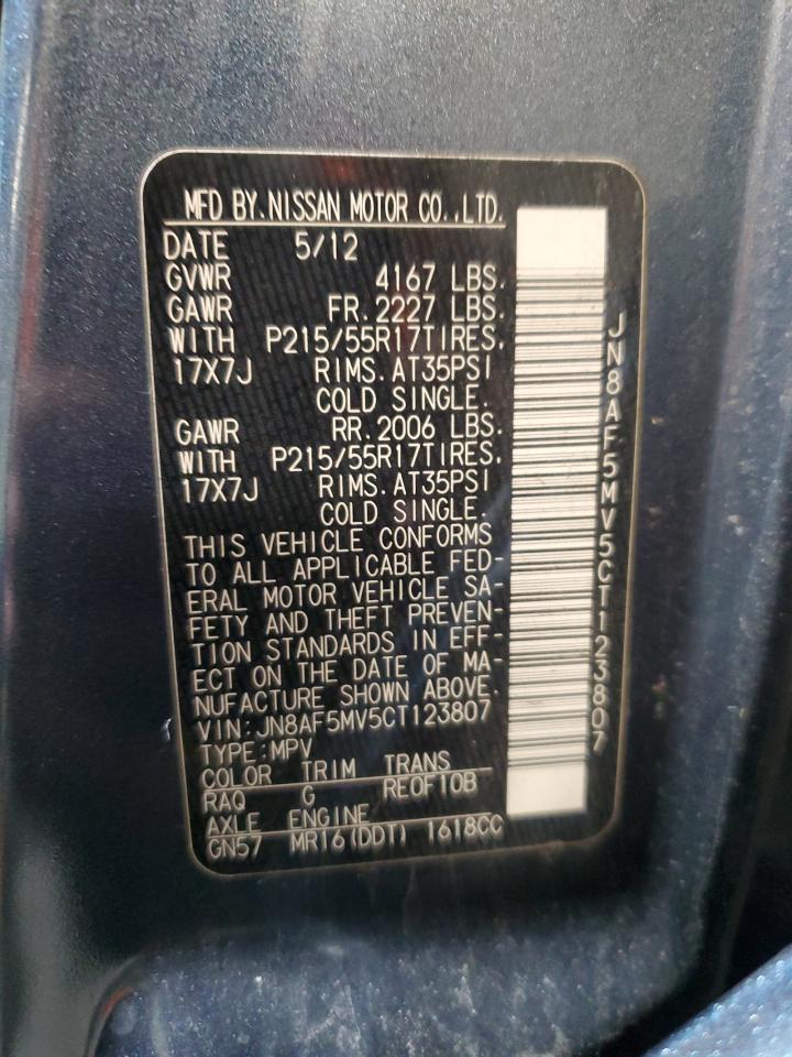 2012 Nissan Juke S VIN: JN8AF5MV5CT123807 Lot: 92163305