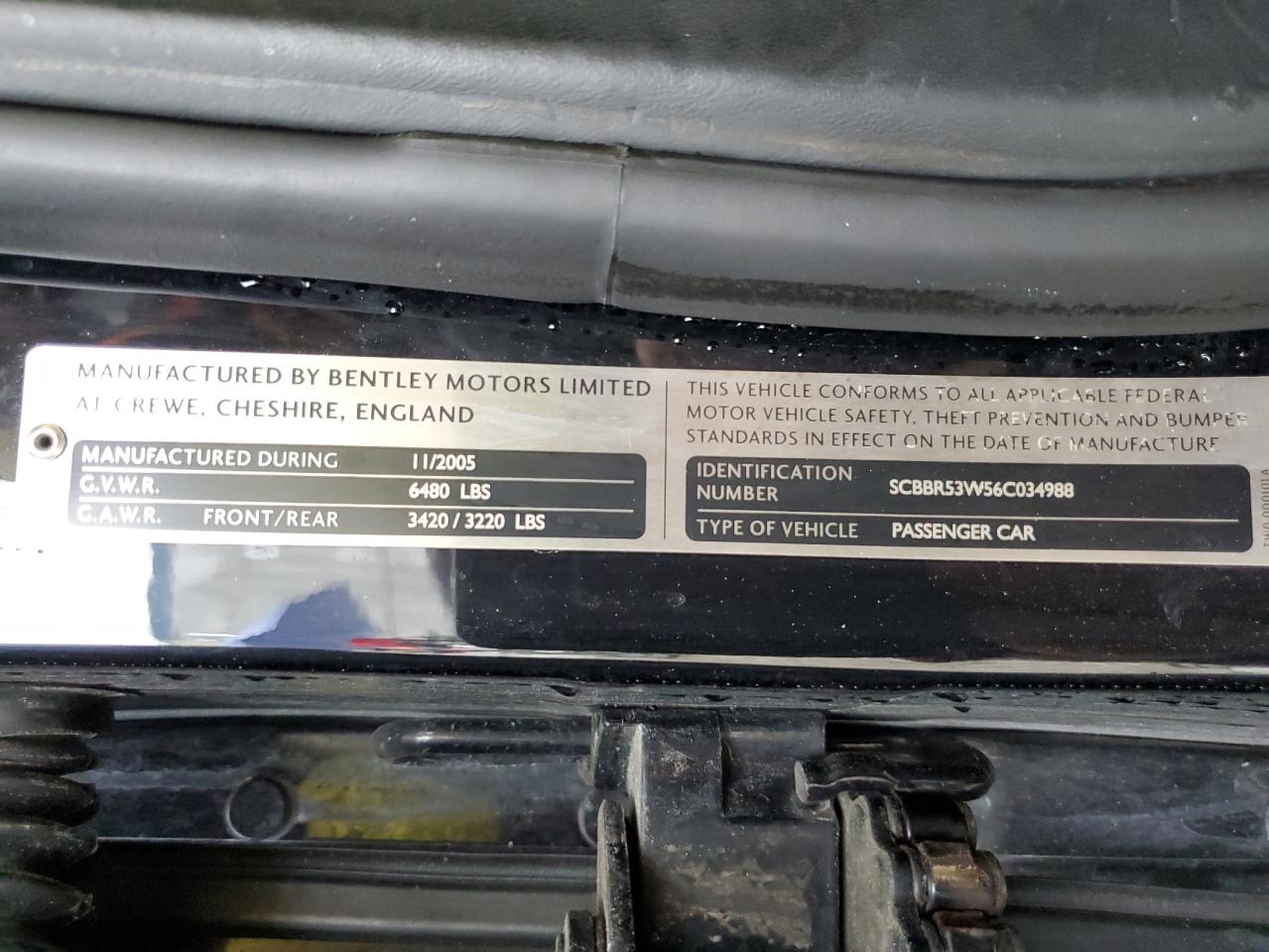 2006 Bentley Continental Flying Spur VIN: SCBBR53W56C034988 Lot: 93289245