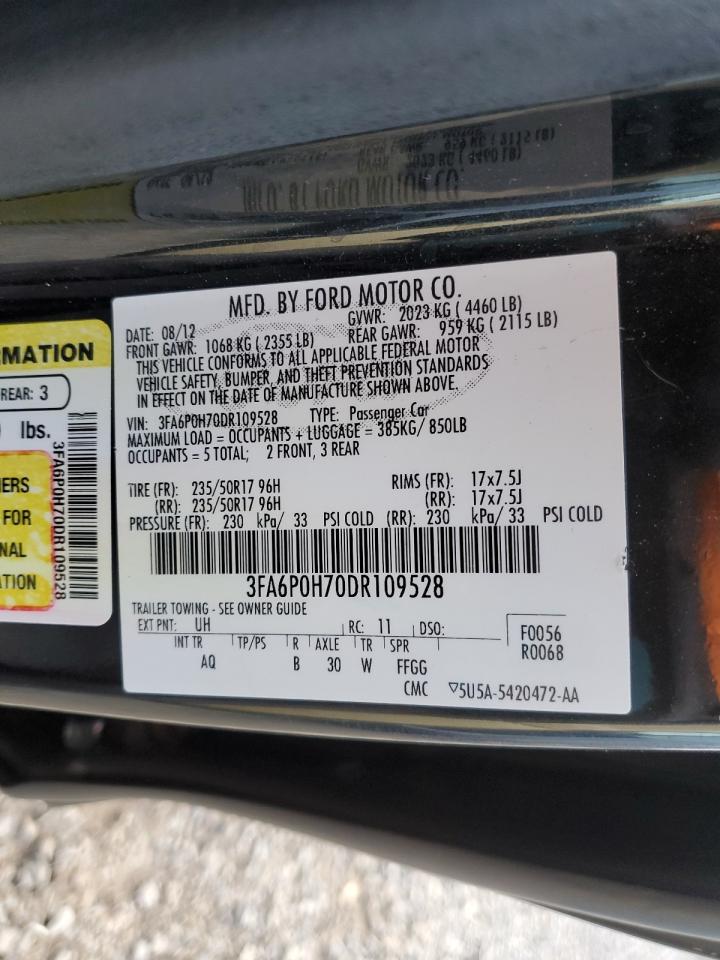 2013 Ford Fusion Se VIN: 3FA6P0H70DR109528 Lot: 92828505