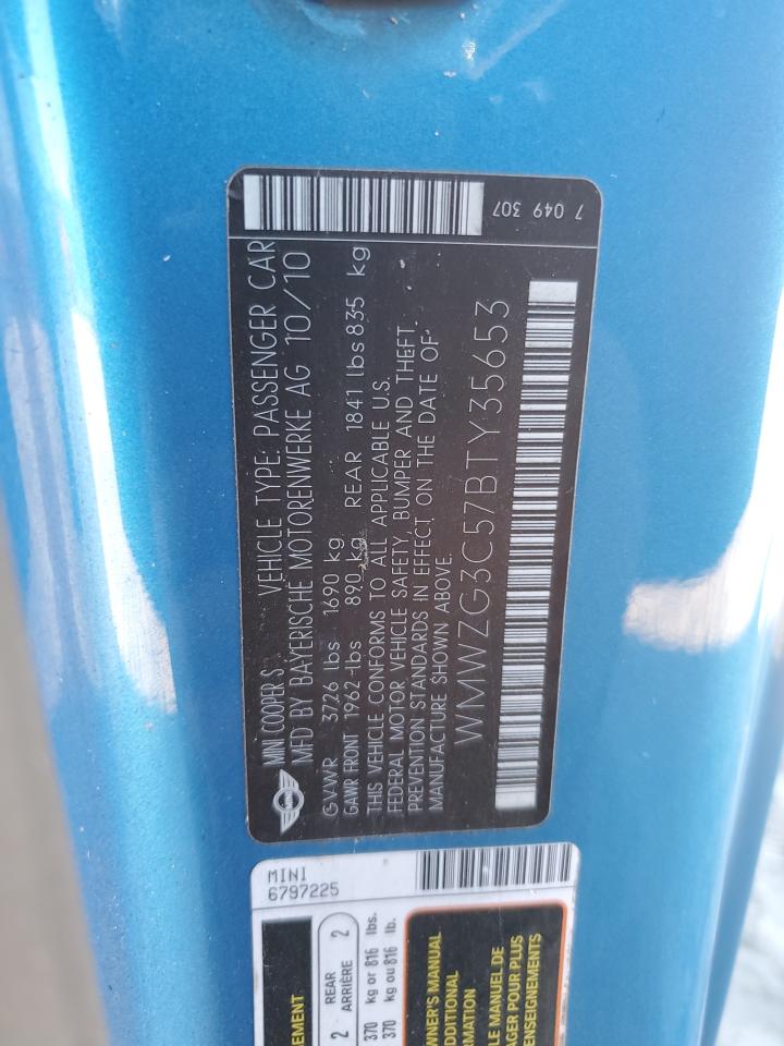 2011 Mini Cooper S Clubman VIN: WMWZG3C57BTY35653 Lot: 92985265