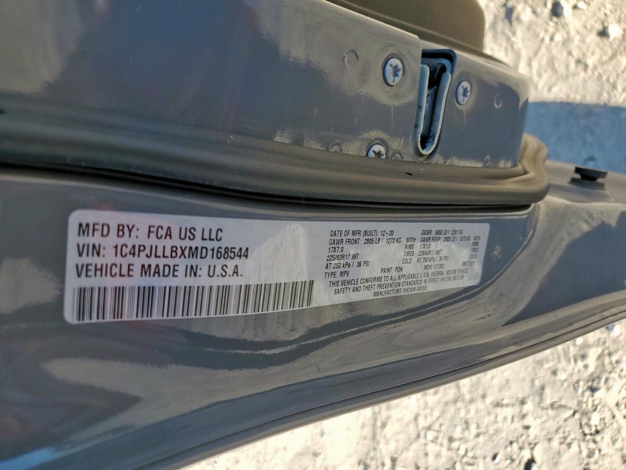 2021 Jeep Cherokee Latitude Plus VIN: 1C4PJLLBXMD168544 Lot: 90761105