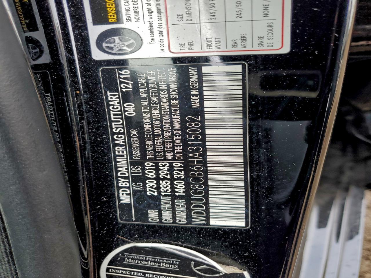 2017 Mercedes-Benz S 550 VIN: WDDUG8CB6HA315082 Lot: 93663485