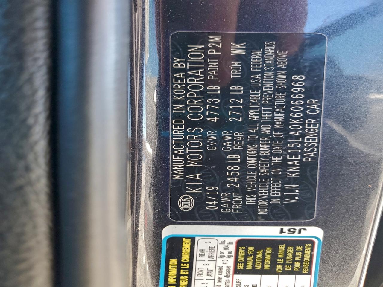 2019 Kia Stinger VIN: KNAE15LA0K6066968 Lot: 92706765