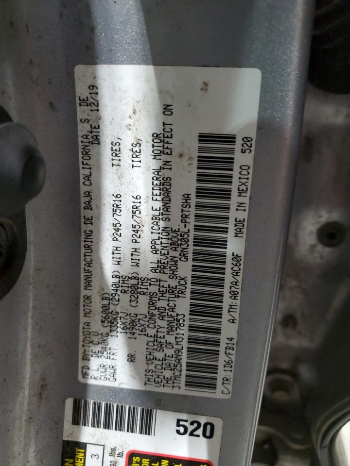 2020 Toyota Tacoma Double Cab VIN: 3TMCZ5AN9LM317853 Lot: 91427675