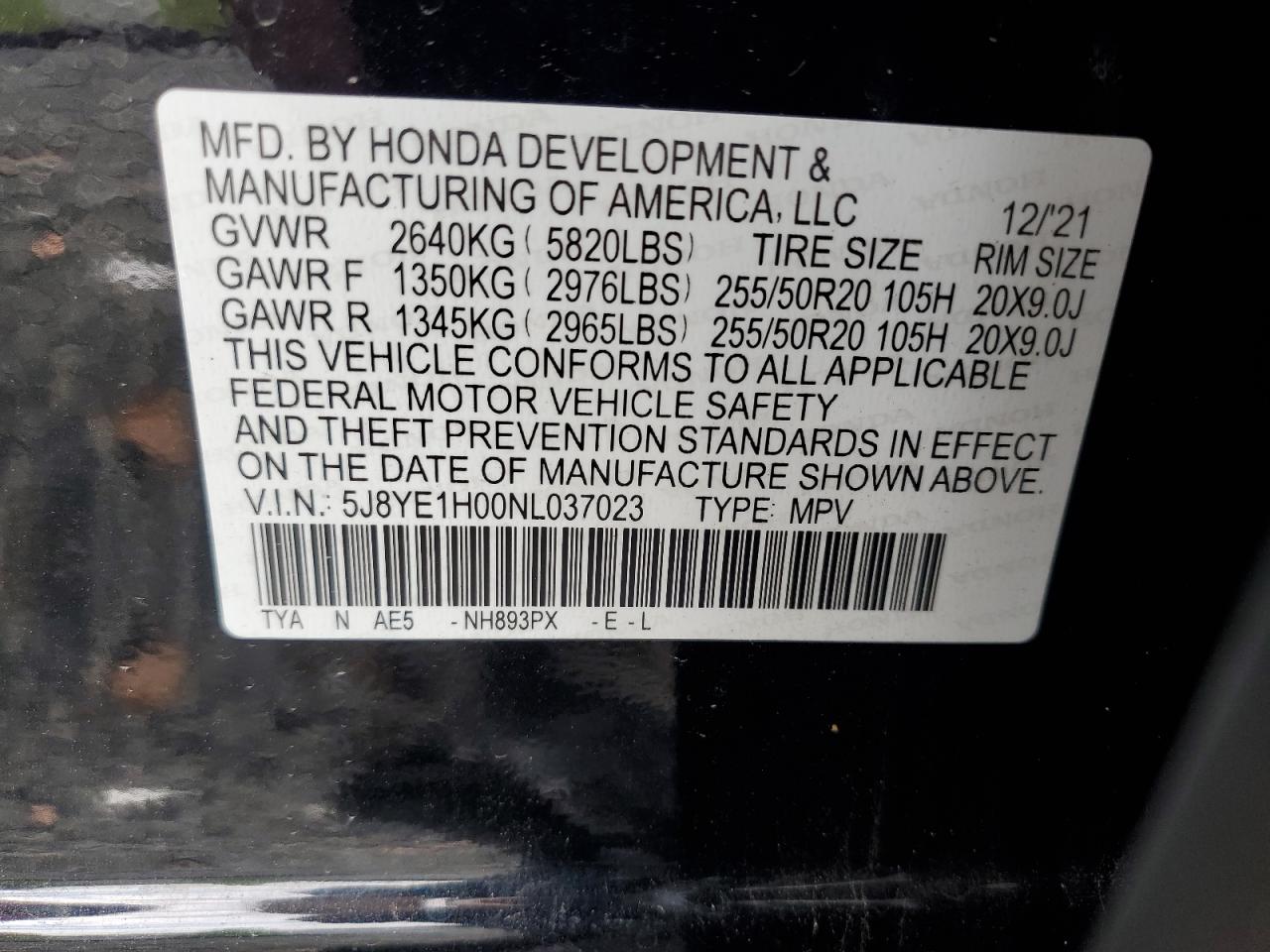 2022 Acura Mdx A-Spec VIN: 5J8YE1H00NL037023 Lot: 91506975