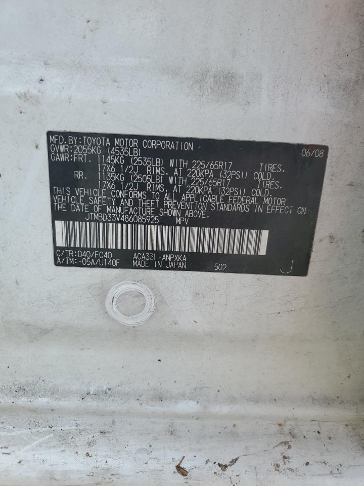 2008 Toyota Rav4 VIN: JTMBD33V486085925 Lot: 90653375