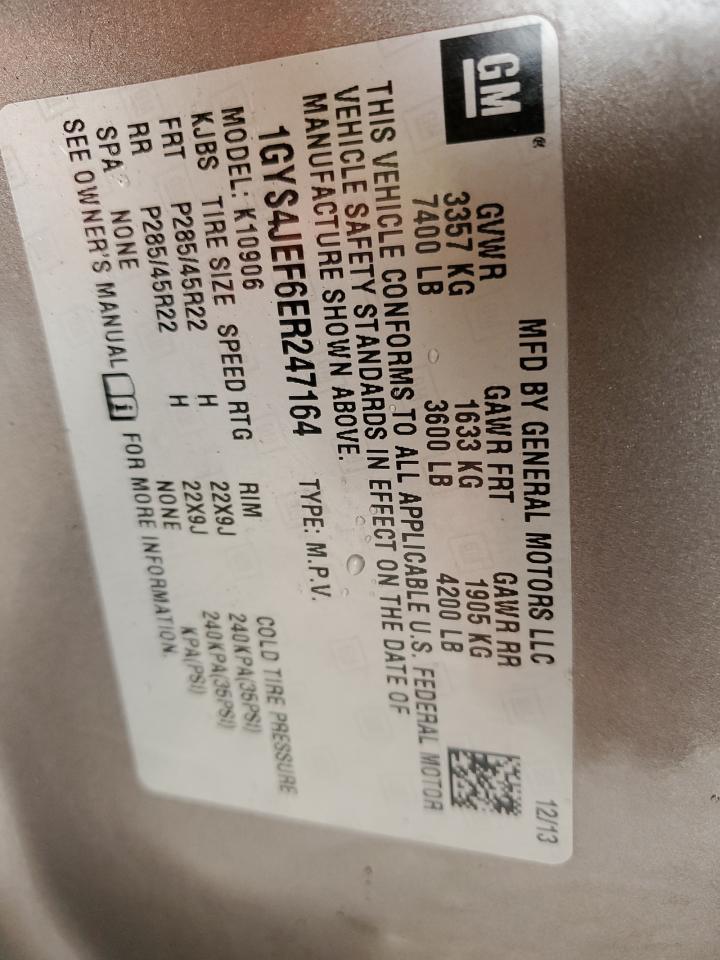 2014 Cadillac Escalade Esv Premium VIN: 1GYS4JEF6ER247164 Lot: 90727875