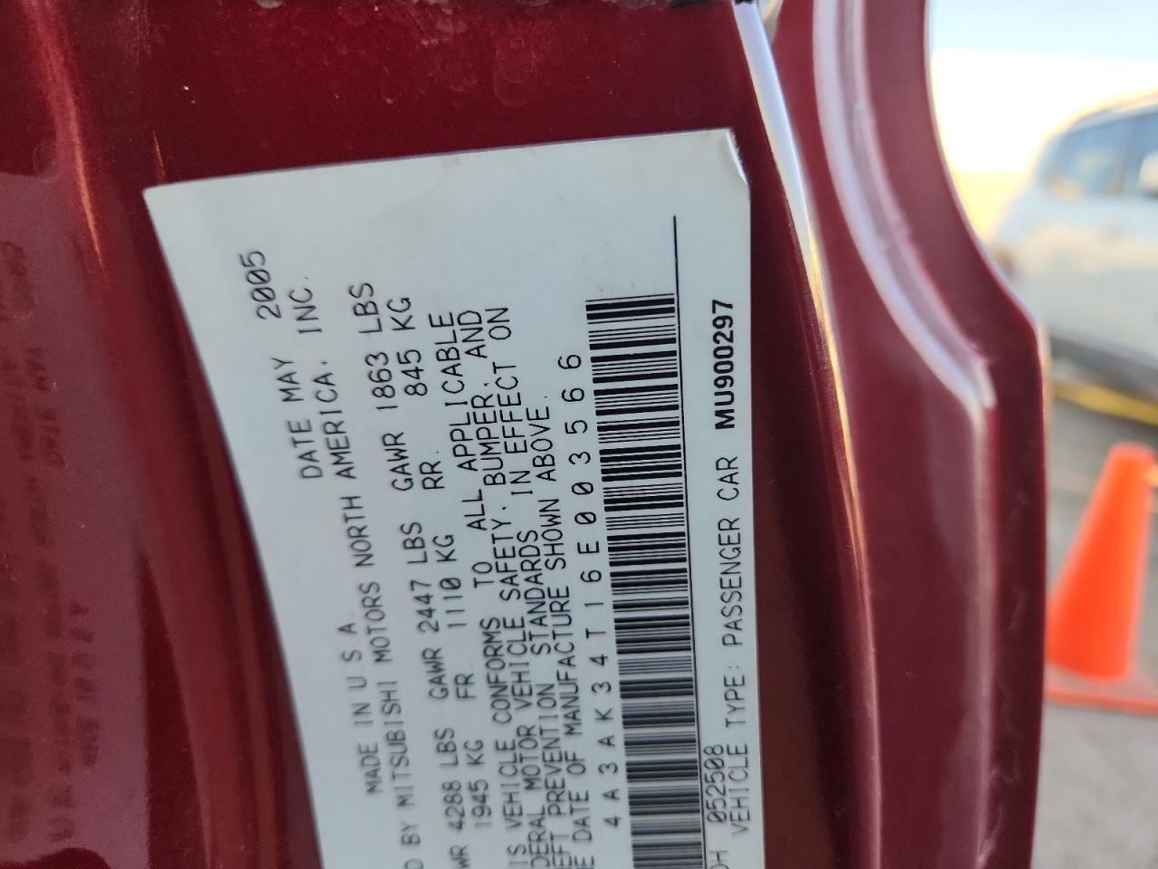 2006 Mitsubishi Eclipse Gt VIN: 4A3AK34T16E003566 Lot: 91720645