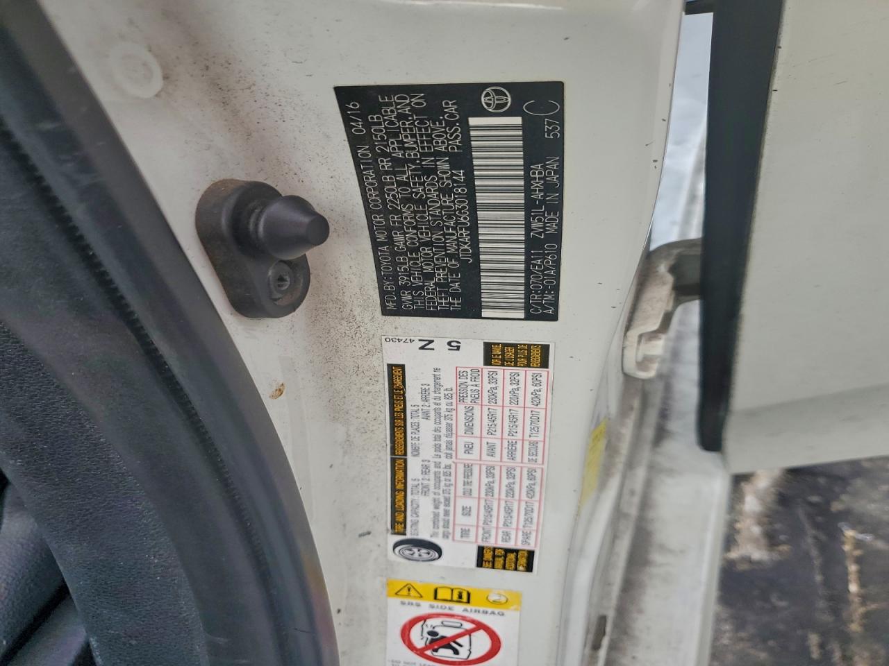 2016 Toyota Prius VIN: JTDKARFU6G3018144 Lot: 94220435