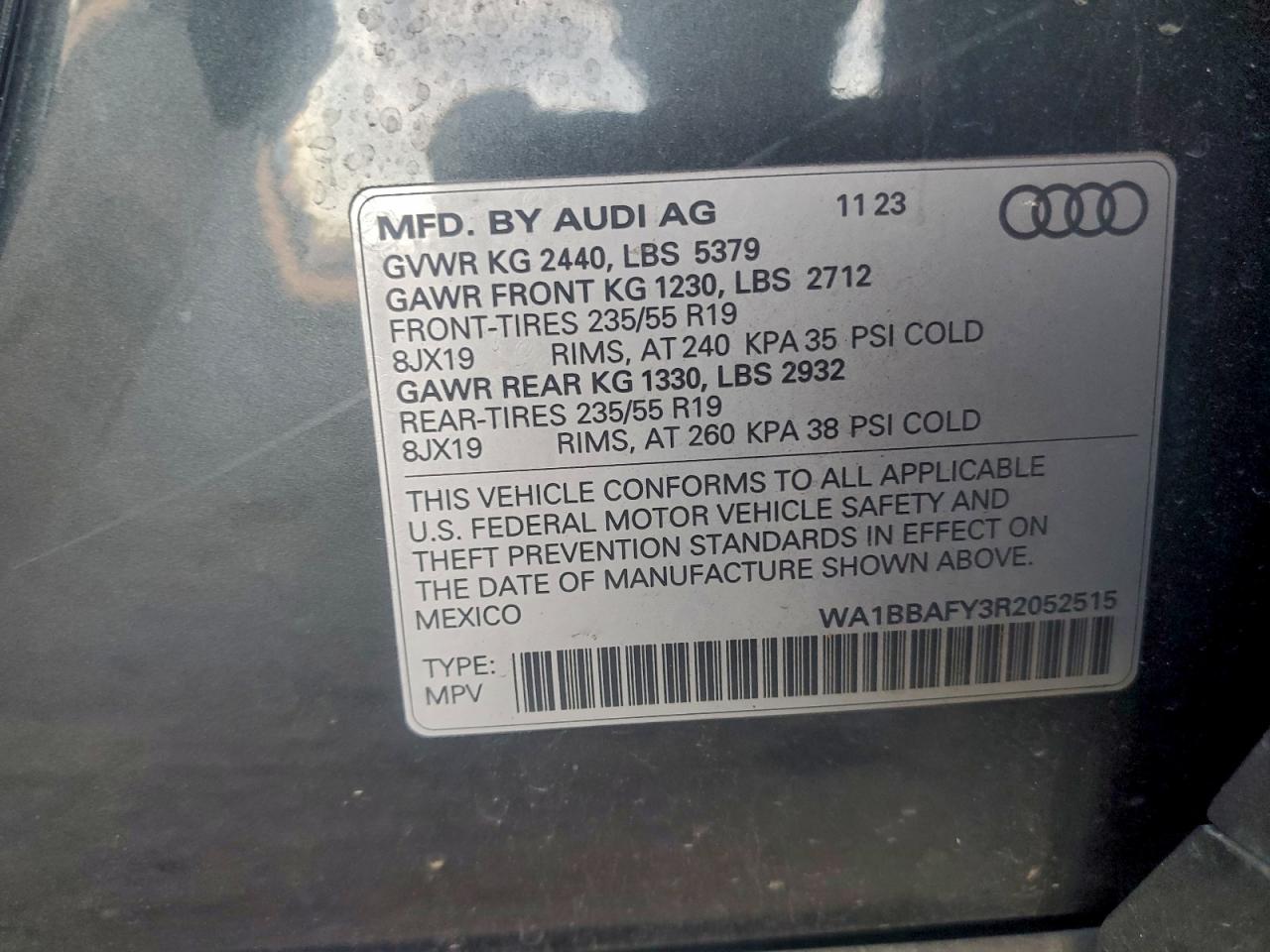 2024 Audi Q5 Premium Plus 40 VIN: WA1BBAFY3R2052515 Lot: 94189215