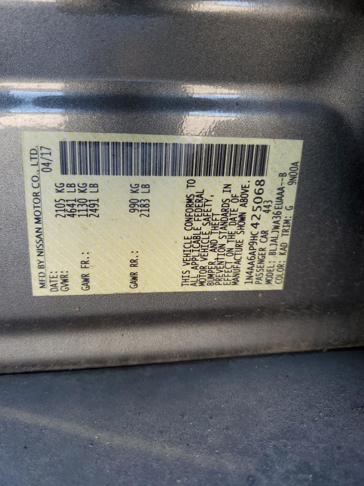 2017 Nissan Maxima 3.5S VIN: 1N4AA6AP9HC425068 Lot: 92417985