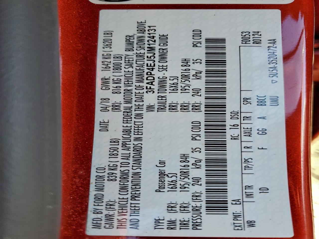 2018 Ford Fiesta Se VIN: 3FADP4EJ5JM124131 Lot: 92300395