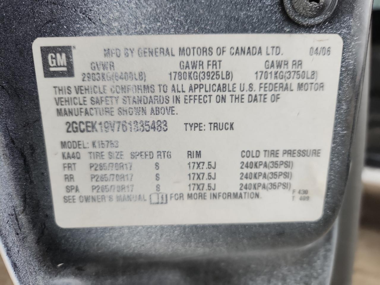 2006 Chevrolet Silverado K1500 VIN: 2GCEK19V761335483 Lot: 93872125