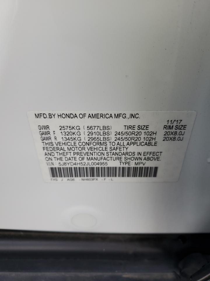 2018 Acura Mdx Technology VIN: 5J8YD4H52JL004955 Lot: 92877865
