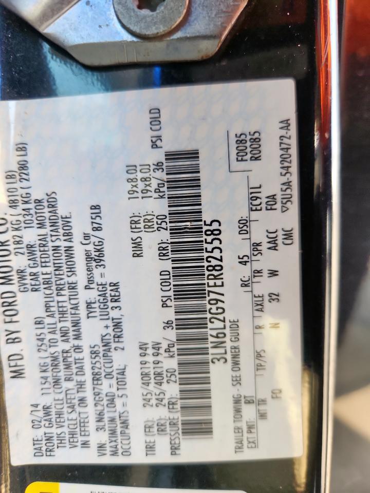 2014 Lincoln Mkz VIN: 3LN6L2G97ER825585 Lot: 93281345