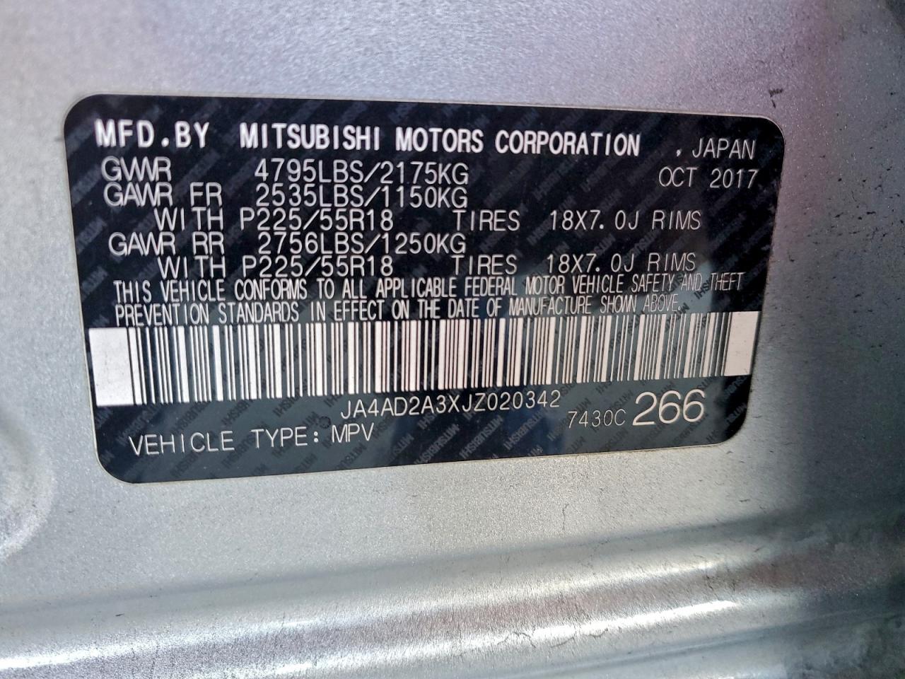 2018 Mitsubishi Outlander Es VIN: JA4AD2A3XJZ020342 Lot: 93870835