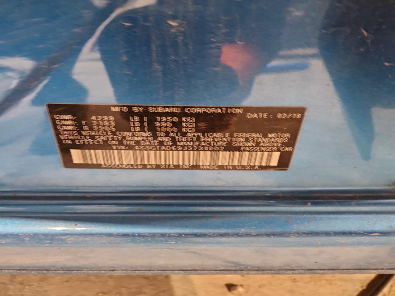 2018 Subaru Impreza Premium Plus VIN: 4S3GTAD69J3734002 Lot: 93656805