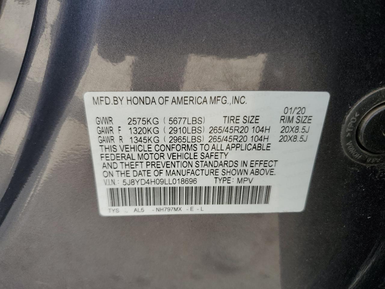 2020 Acura Mdx A-Spec VIN: 5J8YD4H09LL018696 Lot: 91285055
