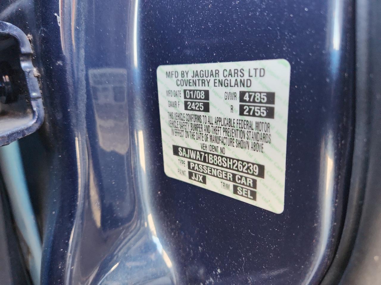 2008 Jaguar Xj8 VIN: SAJWA71B88SH26239 Lot: 93479065