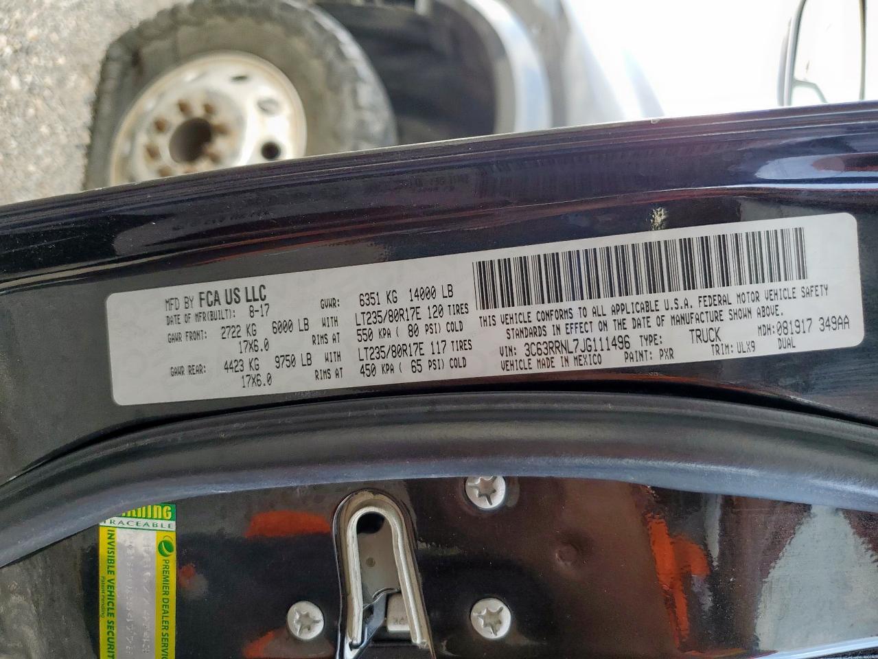 2018 Ram 3500 Longhorn VIN: 3C63RRNL7JG111496 Lot: 92747885