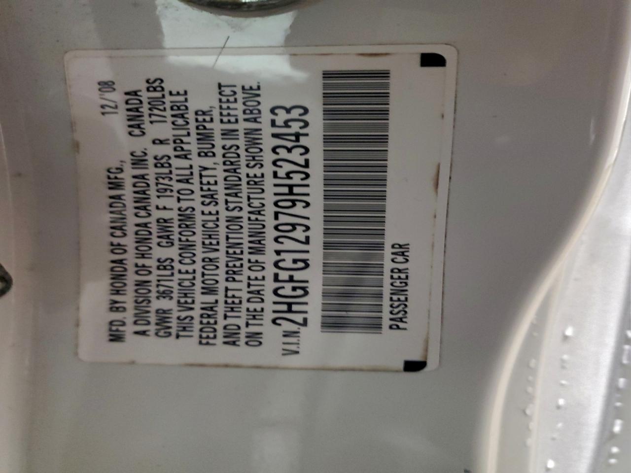 2009 Honda Civic Exl VIN: 2HGFG12979H523453 Lot: 94121595