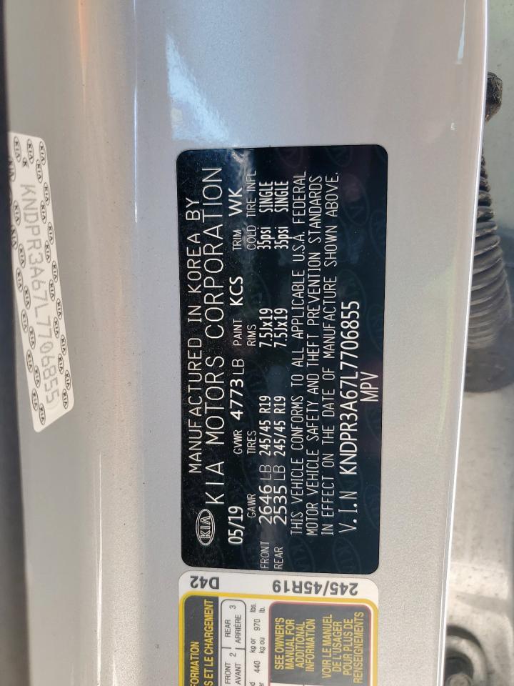 2020 Kia Sportage Sx VIN: KNDPR3A67L7706855 Lot: 93041525