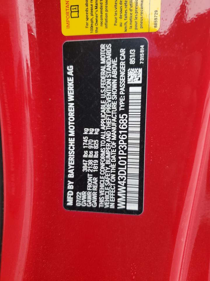 2023 Mini Cooper S VIN: WMW43DL01P3P61685 Lot: 91459305