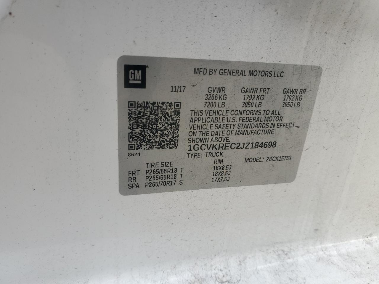 2018 Chevrolet Silverado K1500 Lt VIN: 1GCVKREC2JZ184698 Lot: 90416525