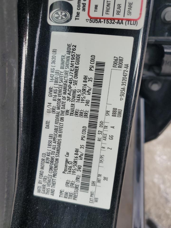 2014 Ford Fiesta Se VIN: 3FADP4BJ7EM195762 Lot: 92251155