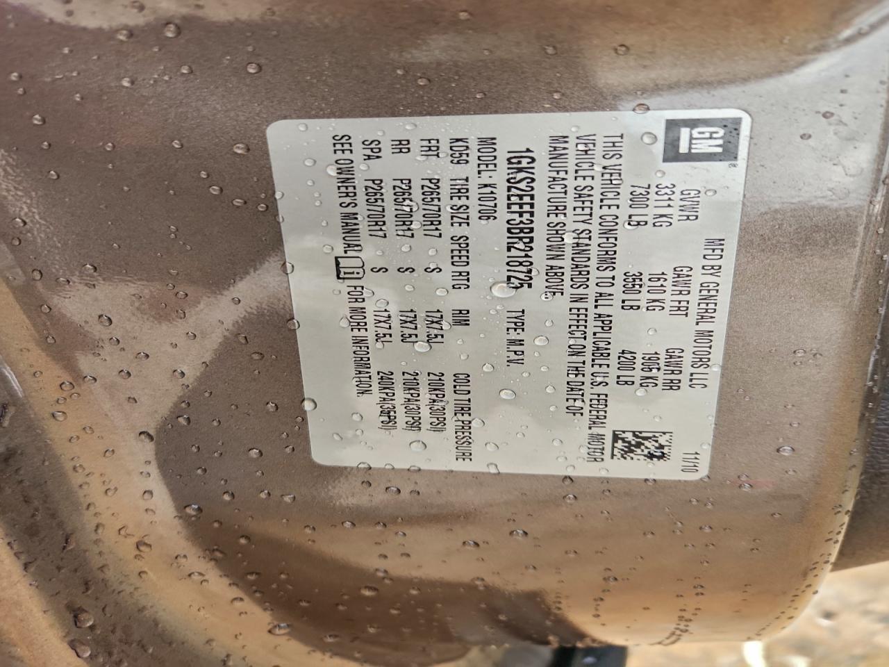 2011 GMC Yukon Denali VIN: 1GKS2EEF3BR218725 Lot: 94150525