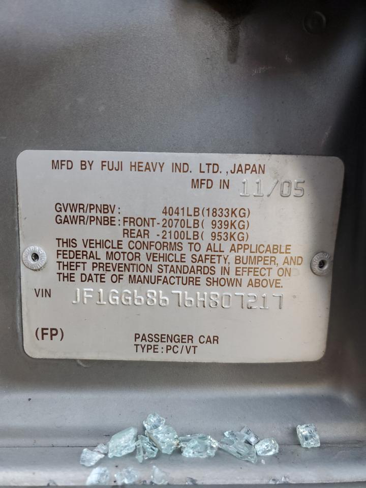 2006 Subaru Impreza Outback Sport VIN: JF1GG68676H807217 Lot: 93529395