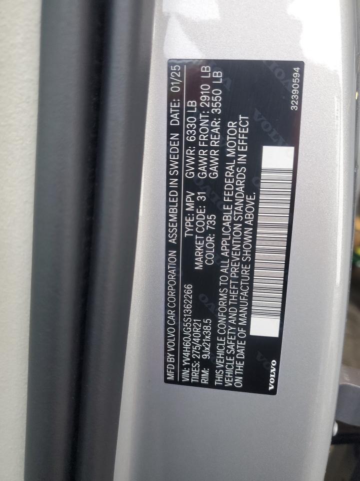 2025 Volvo Xc90 Ultra VIN: YV4H60JG5S1362266 Lot: 92588375