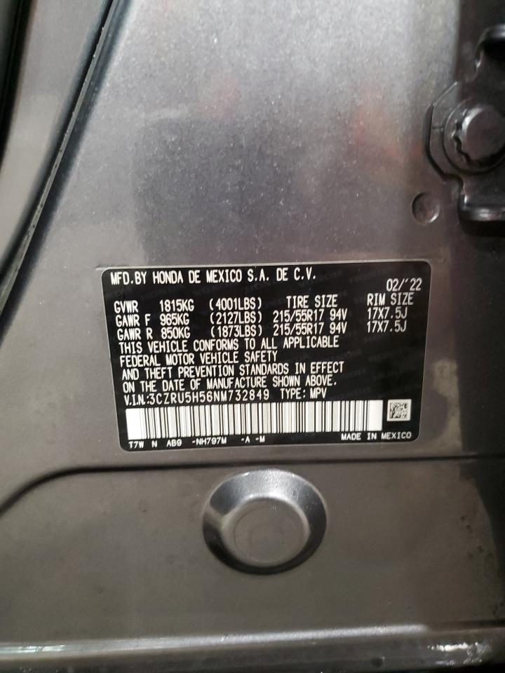 2022 Honda Hr-V Ex VIN: 3CZRU5H56NM732849 Lot: 93813935