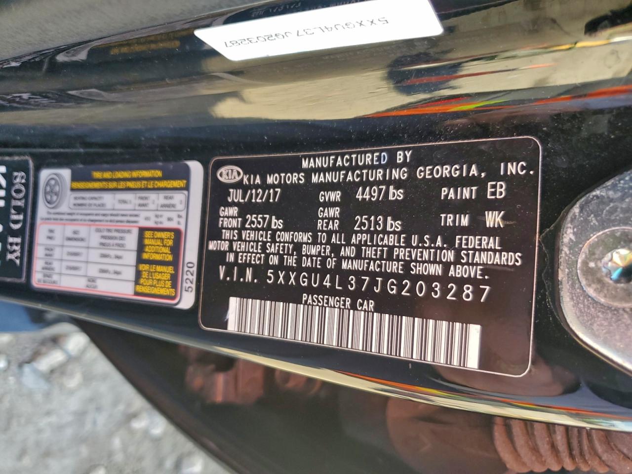 2018 Kia Optima Ex VIN: 5XXGU4L37JG203287 Lot: 93896055