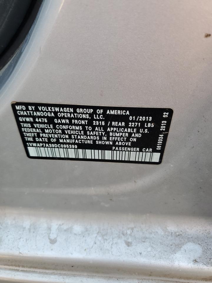 2013 Volkswagen Passat S VIN: 1VWAP7A39DC095399 Lot: 92745785