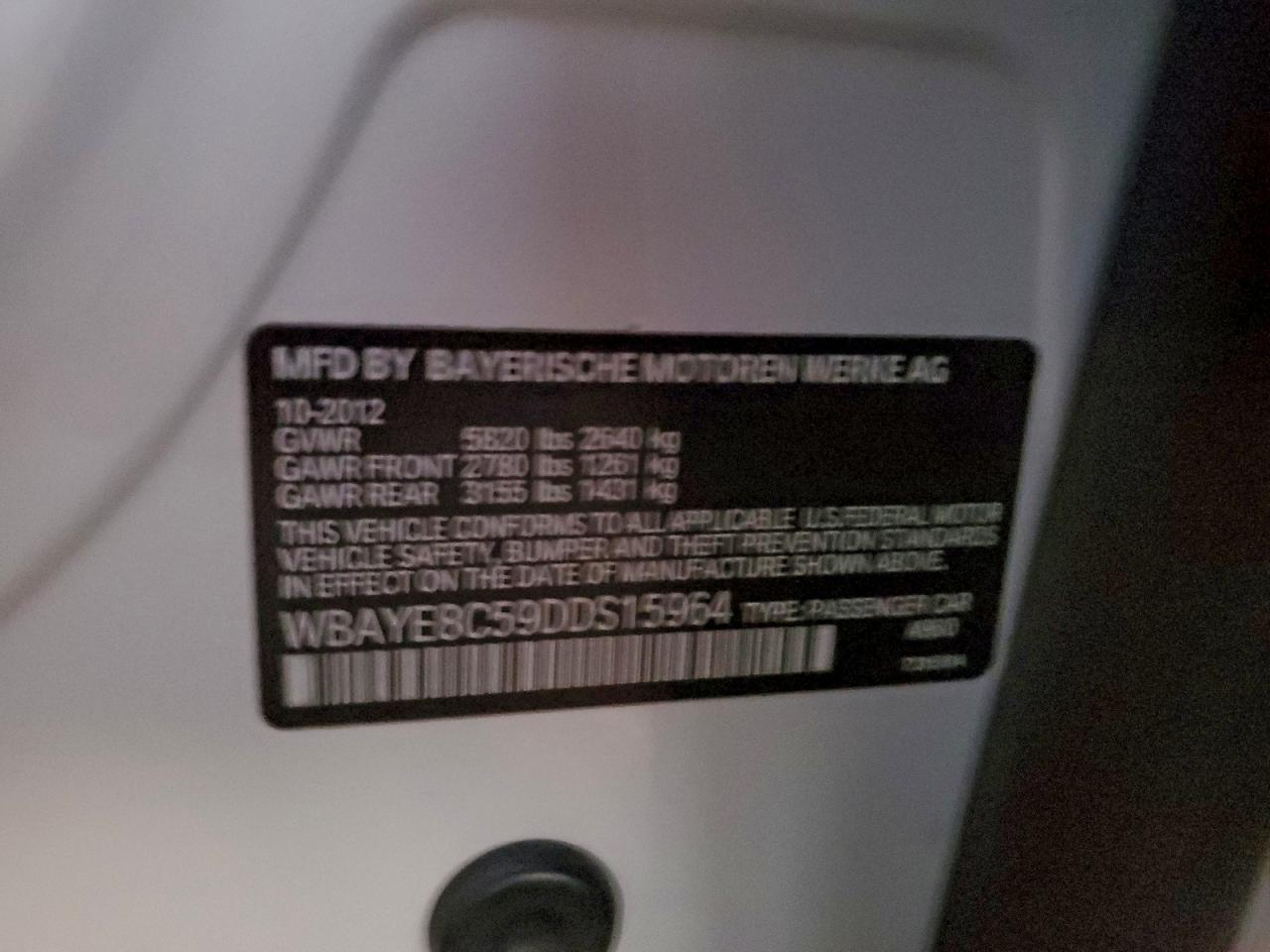 2013 BMW Alpina B7 VIN: WBAYE8C59DDS15964 Lot: 94683145