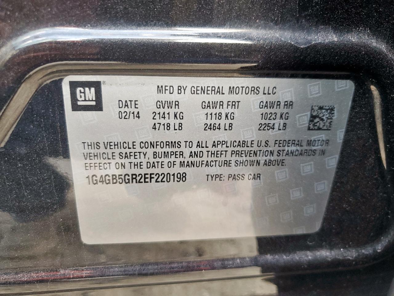 2014 Buick Lacrosse VIN: 1G4GB5GR2EF220198 Lot: 92781495