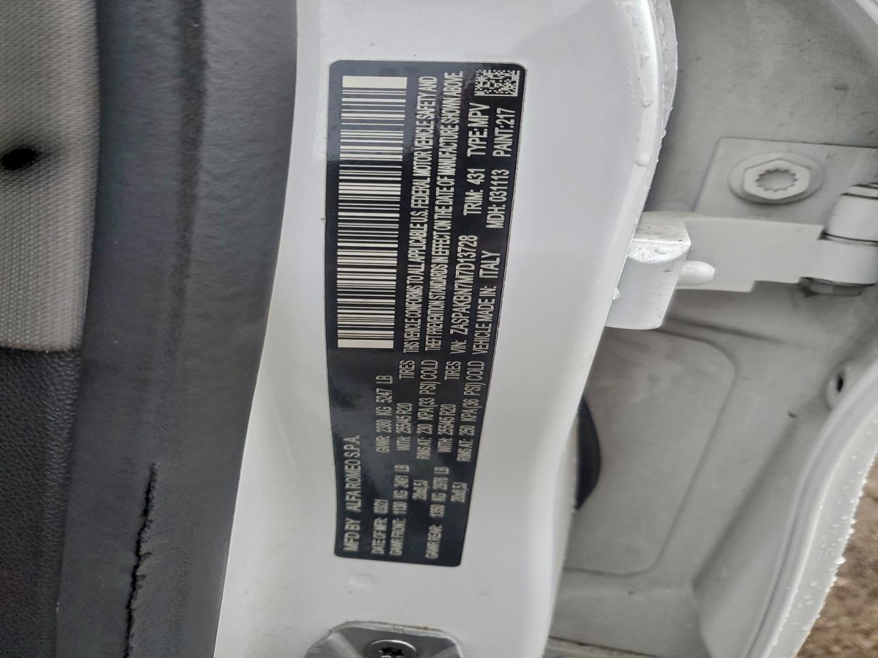 2021 Alfa Romeo Stelvio Ti VIN: ZASPAKBN7M7D13728 Lot: 94131435