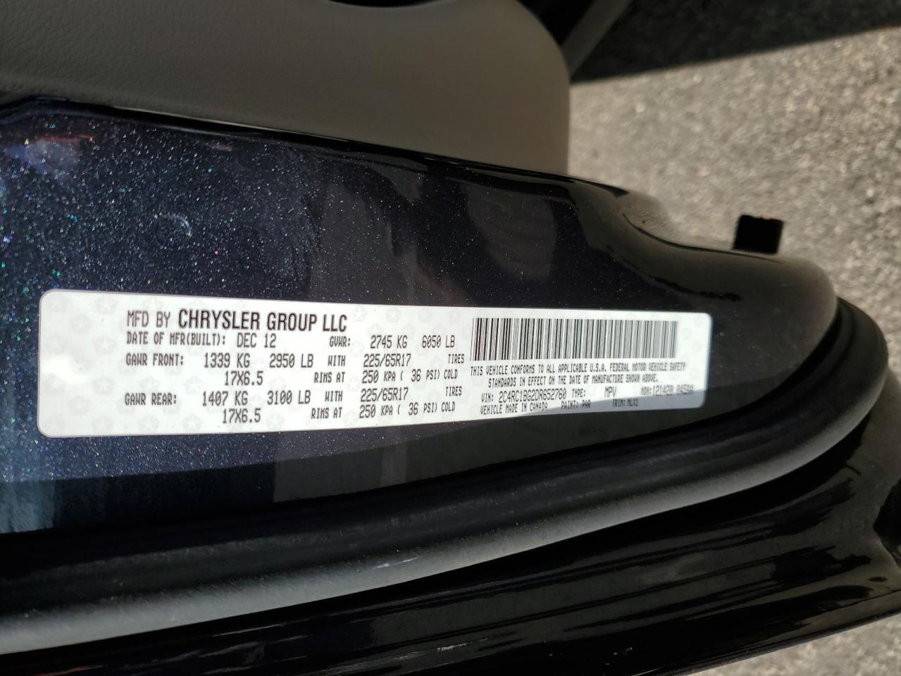 2013 Chrysler Town & Country Touring VIN: 2C4RC1BG2DR652760 Lot: 91549505