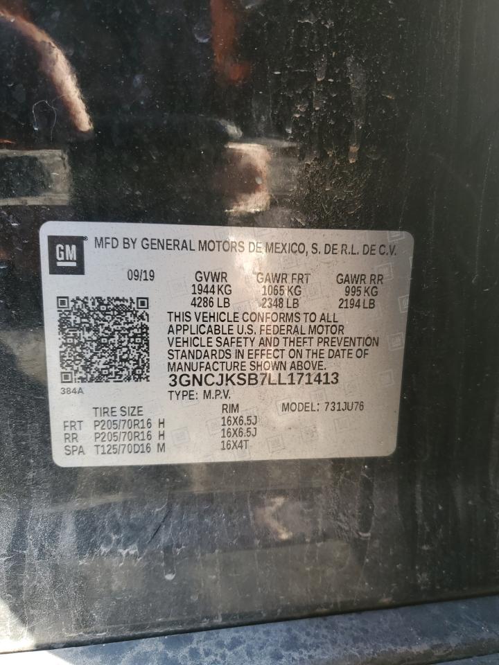 2020 Chevrolet Trax Ls VIN: 3GNCJKSB7LL171413 Lot: 82752475