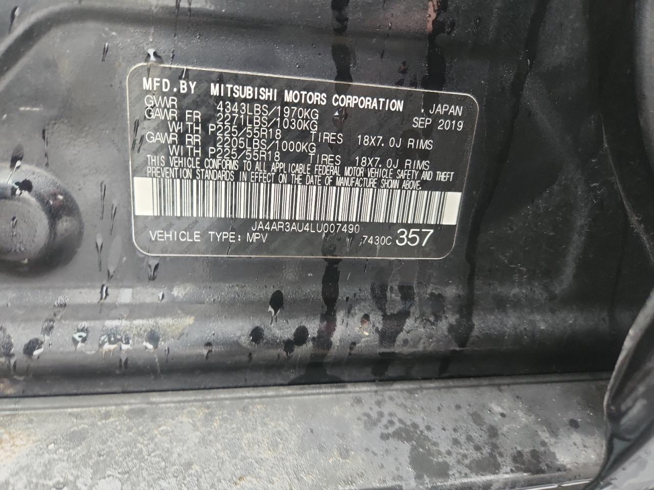 2020 Mitsubishi Outlander Sport Es VIN: JA4AR3AU4LU007490 Lot: 91564345