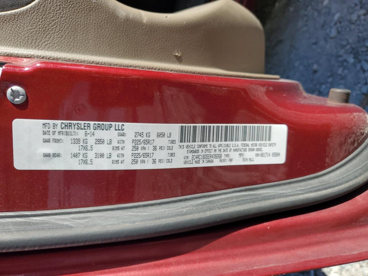 2014 Chrysler Town & Country Touring VIN: 2C4RC1BG5ER439268 Lot: 93304975