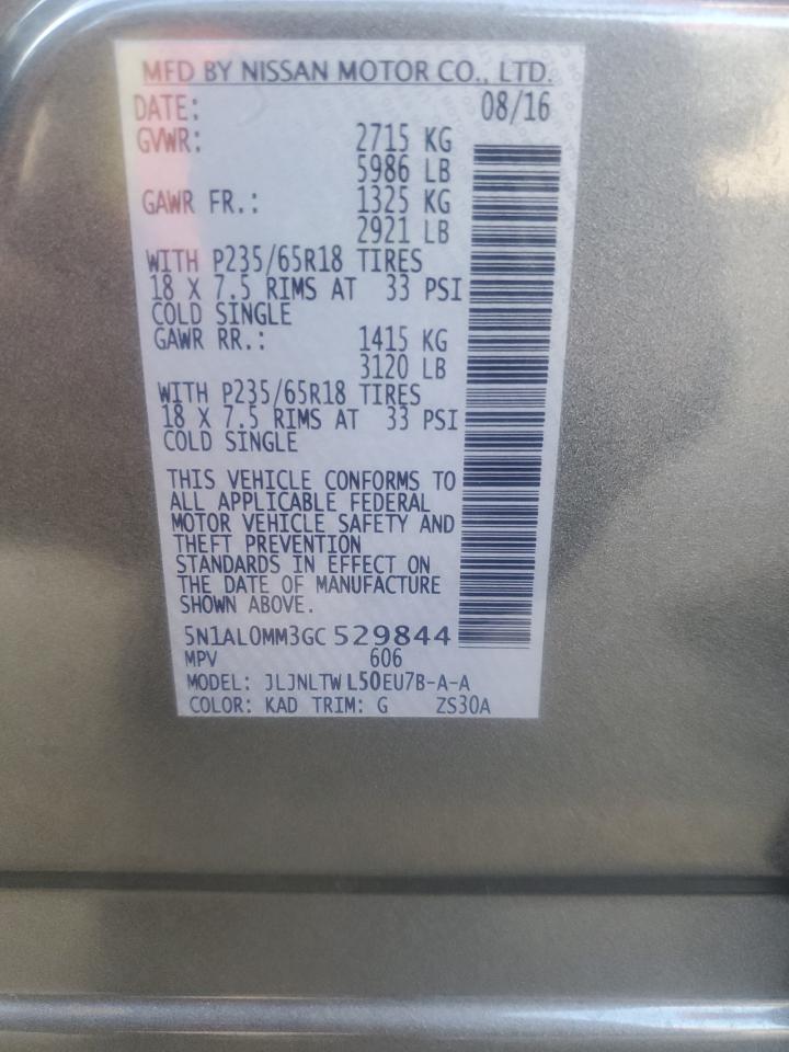 2016 Infiniti Qx60 VIN: 5N1AL0MM3GC529844 Lot: 91269555