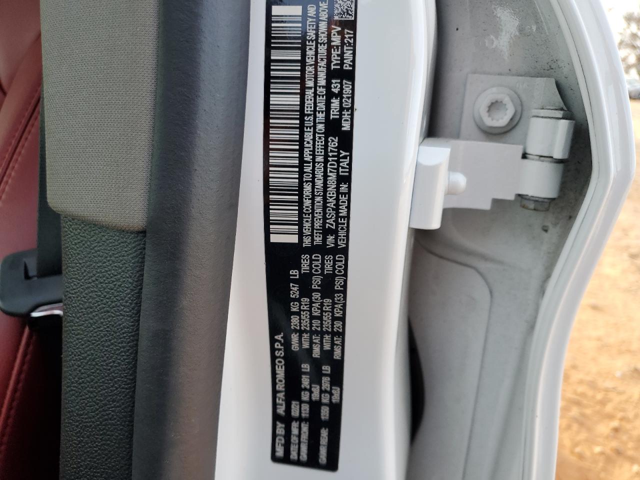 2021 Alfa Romeo Stelvio Ti VIN: ZASPAKBN8M7D11762 Lot: 93721455